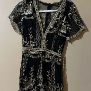 Elegant Black and Gold Jumpsuit